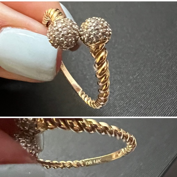 👑✅PRICE FIRM✅Genuine Dual Ball Cluster Diamond 14kt Gold Ring - Picture 5 of 16